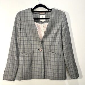 NEW Ted Baker London Rista Gray Plaid Suit Button Blazer Academia Jacket Small